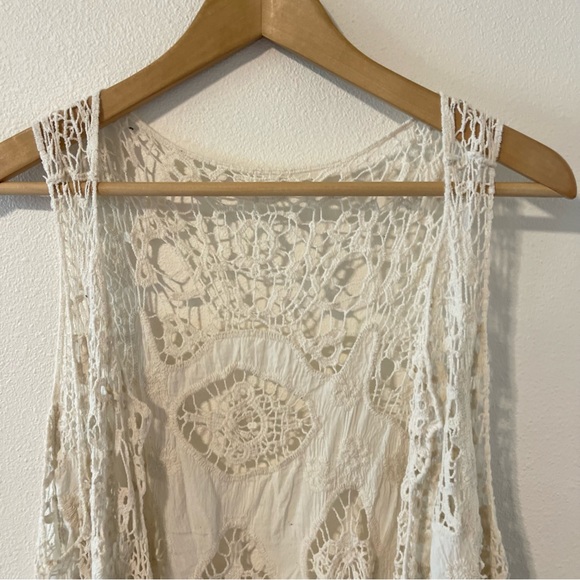 Jastie Bohemian Crochet Open Stitch Festival Vest Ivory Fairy Whimsigoth-OS - Picture 6 of 7